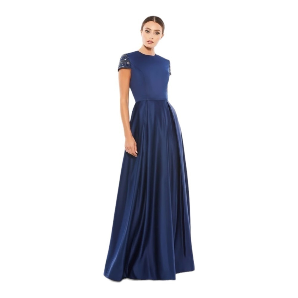Mac Duggal Hand-Beaded Cap Sleeve A-Line Gown NWT